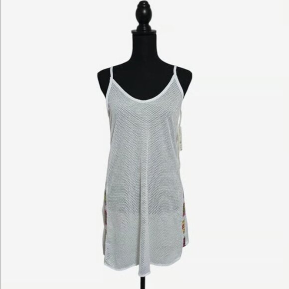 No Boundaries Crochet Mesh Cover-Up Dress White Juniors Medium Boho Festival - Picture 10 of 10